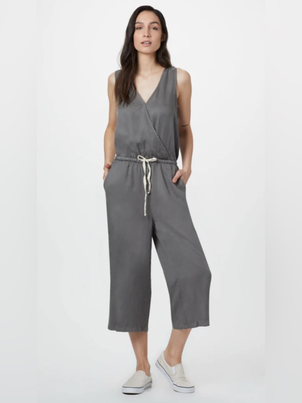 10 Tree TenTree Gray Blakely Jumpsuit Women's Small Lightweight Tencel